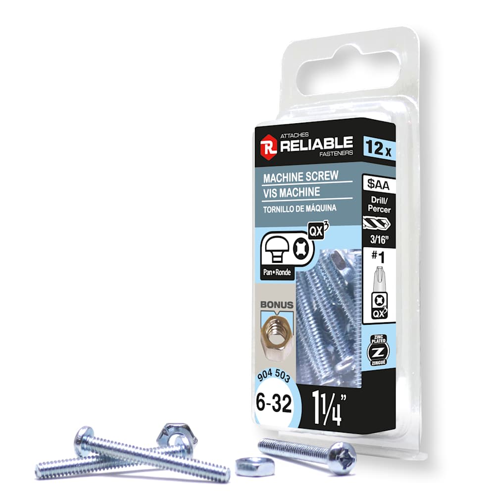 Boulons mécaniques T.R. 6-32 x 1 1/4 po Pqt/12