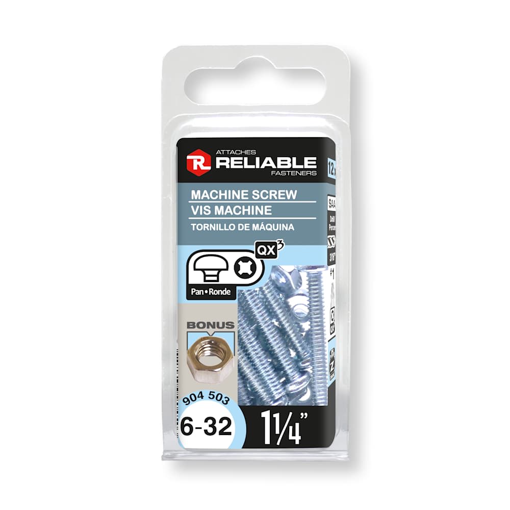 Boulons mécaniques T.R. 6-32 x 1&nbsp;1/4&nbsp;po&nbsp;Pqt/12