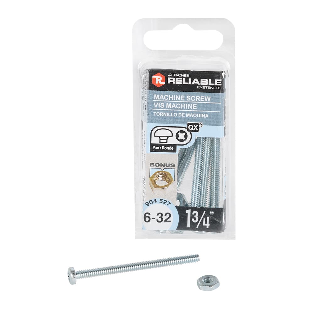 Boulons mécaniques T.R. 6-32 x 1&nbsp;3/4&nbsp;po&nbsp;Pqt/12