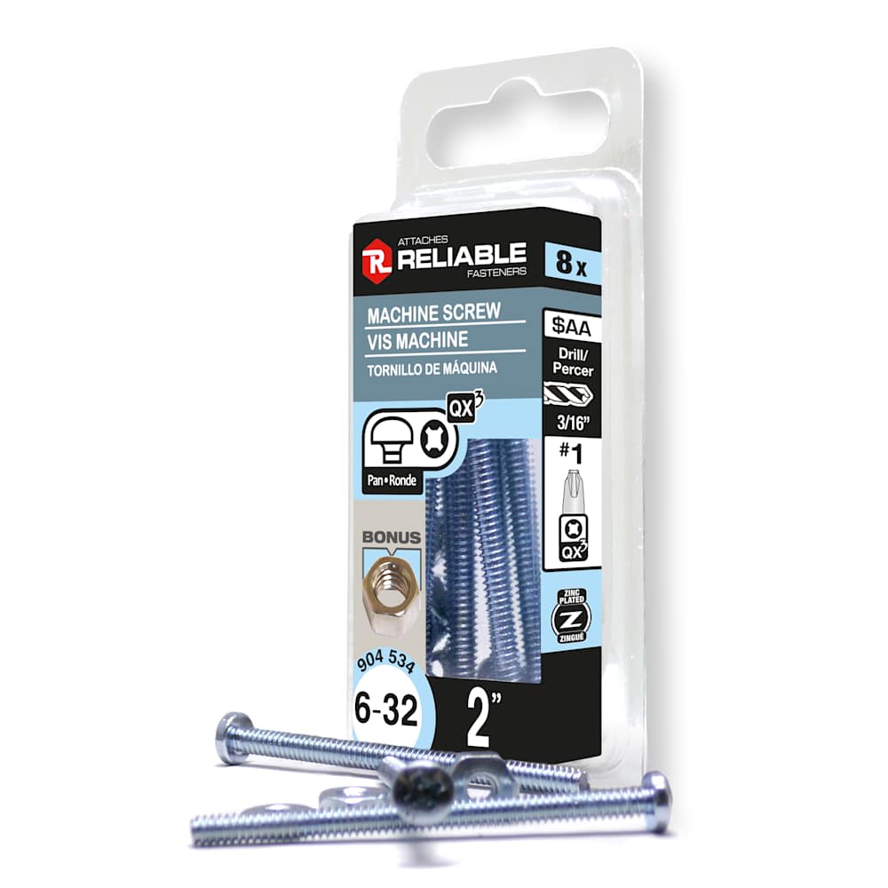 Boulons mécaniques T.R. 6-32 x 2 po Pqt/8