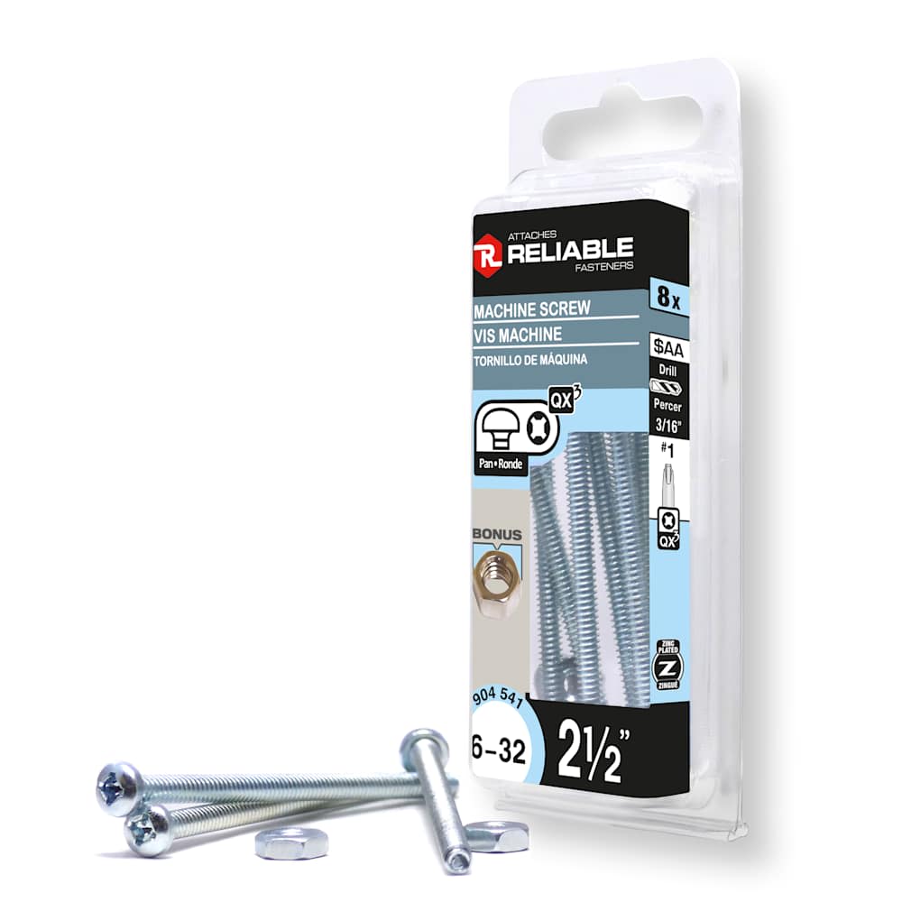 Boulons mécaniques T.R. 6-32 x 2&nbsp;1/2&nbsp;po&nbsp;Pqt/8