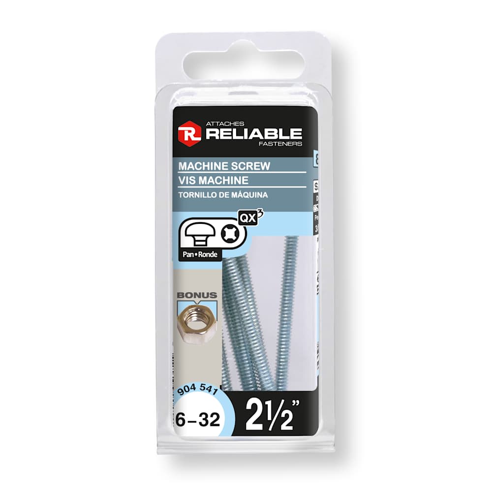 Boulons mécaniques T.R. 6-32 x 2&nbsp;1/2&nbsp;po&nbsp;Pqt/8