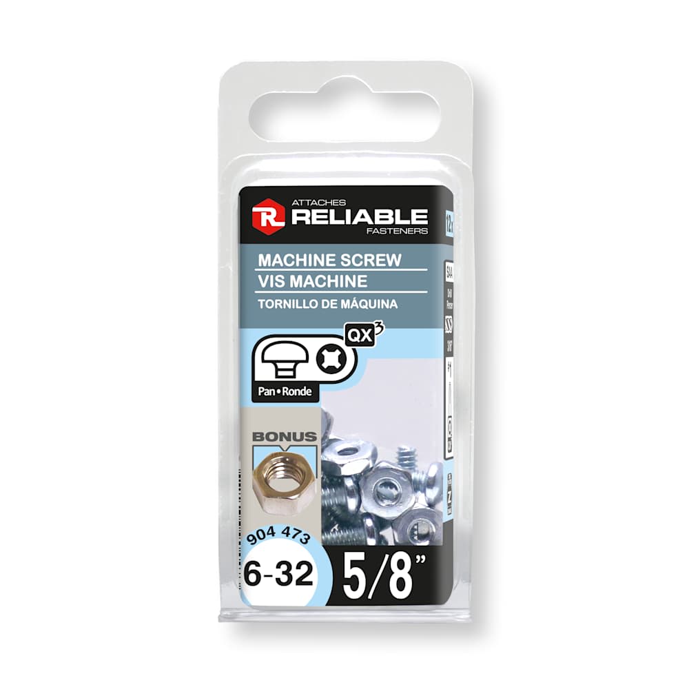 Boulons mécaniques T.R. 6-32 x 5/8&nbsp;po&nbsp;Pqt/12