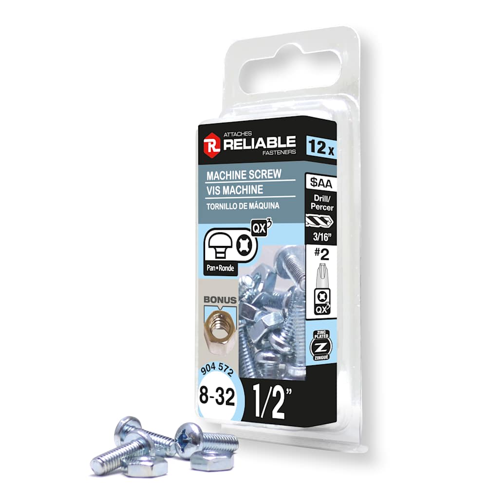 Boulons mécaniques T.R. 8-32 x 1/2&nbsp;po&nbsp;Pqt/12