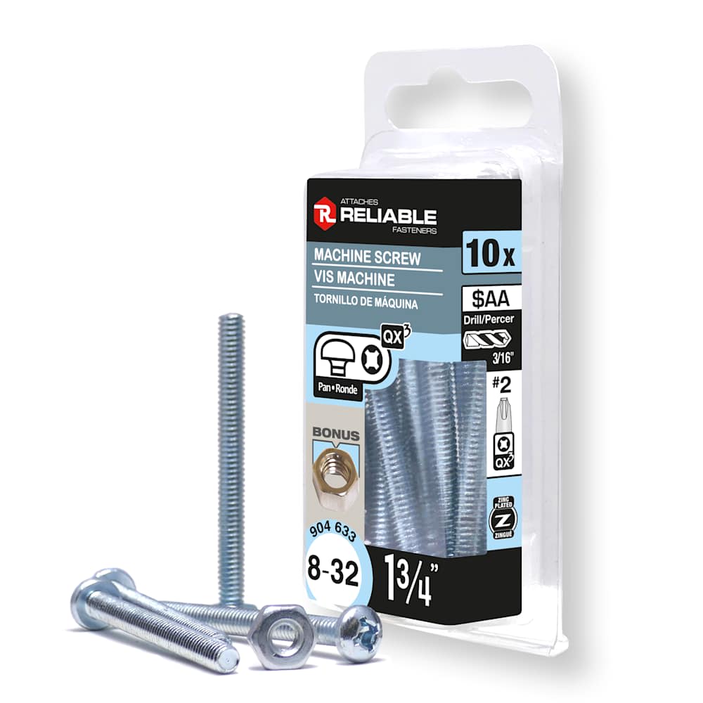 Boulons mécaniques T.R. 8-32 x 1&nbsp;3/4&nbsp;po Pqt/10