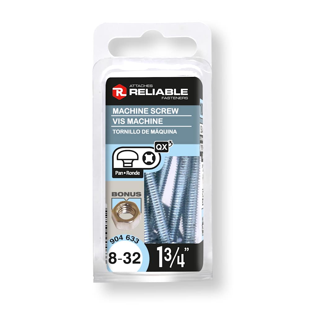 Boulons mécaniques T.R. 8-32 x 1&nbsp;3/4&nbsp;po Pqt/10