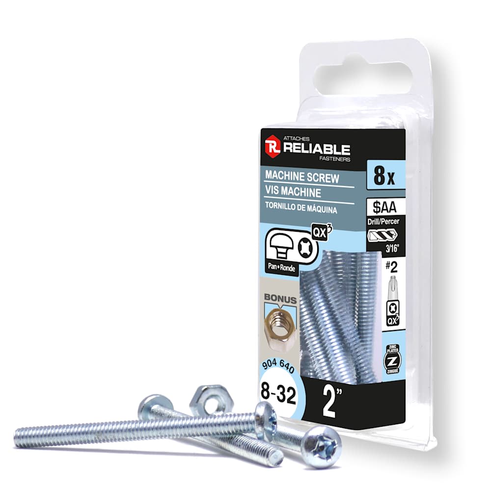 Boulons mécaniques T.R. 8-32 x 2 po Pqt/8