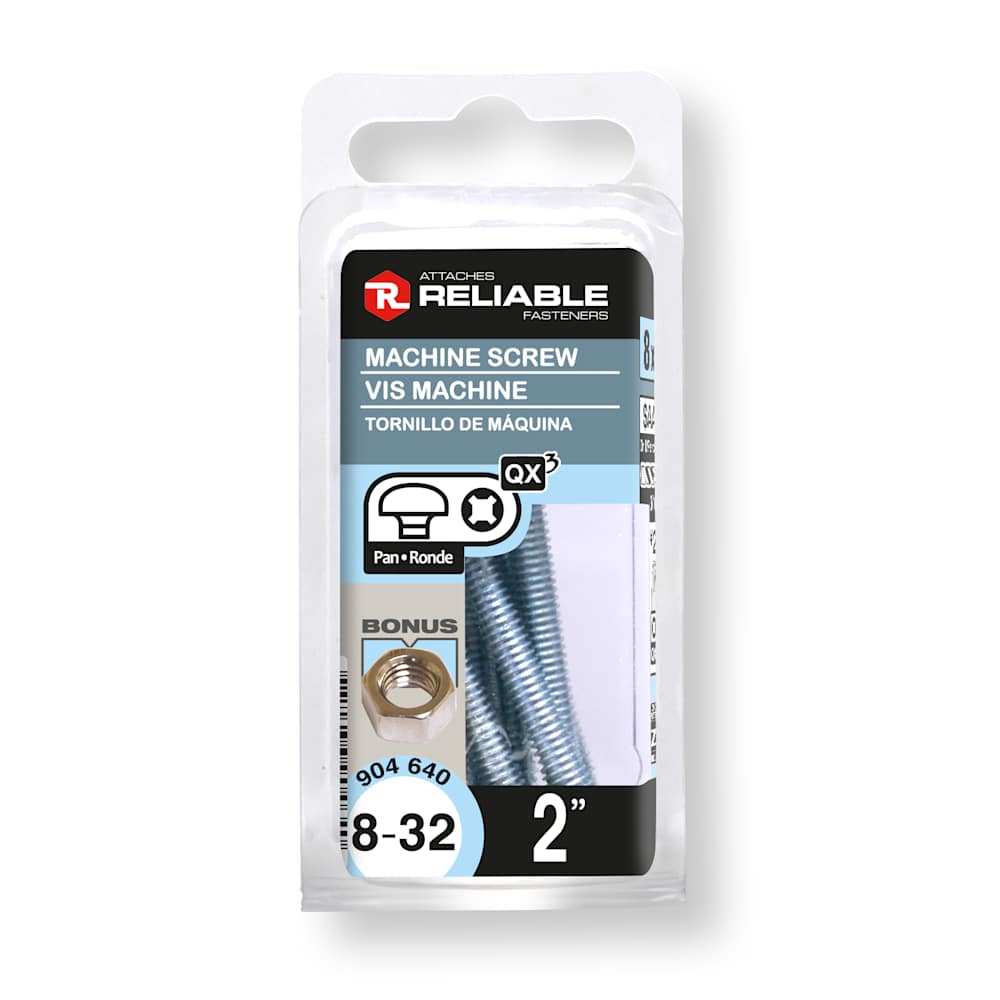 Boulons mécaniques T.R. 8-32 x 2 po Pqt/8