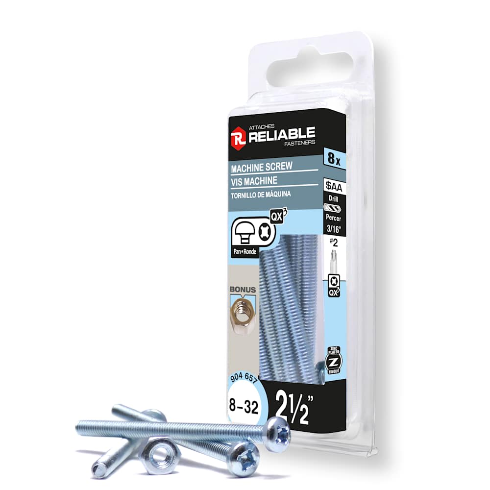 Boulons mécaniques T.R. 8-32 x 2&nbsp;1/2&nbsp;po Pqt/8