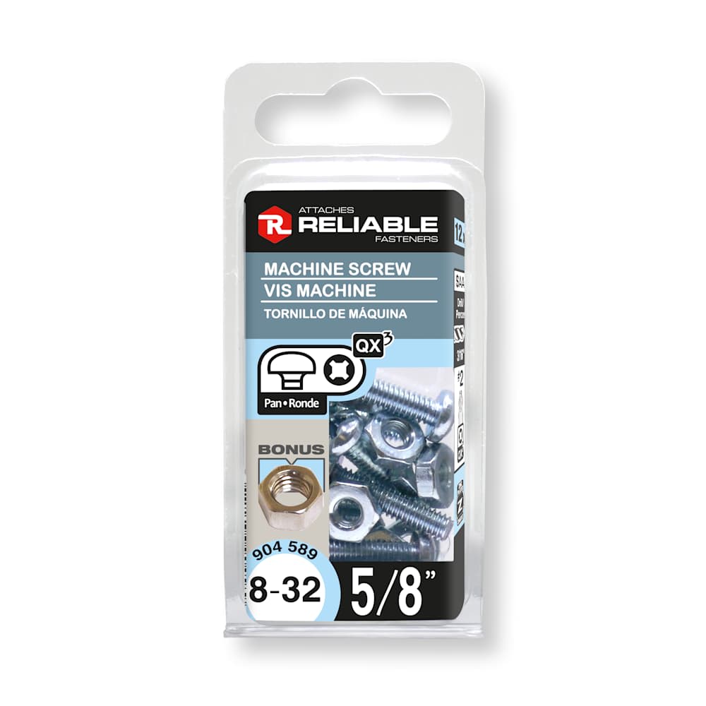 Boulons mécaniques T.R. 8-32 x 5/8&nbsp;po&nbsp;Pqt/12
