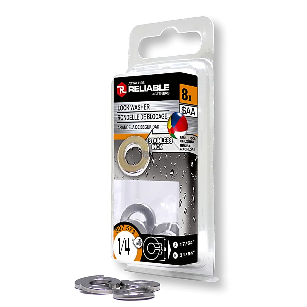 Rondelles de blocage inox 1/4 po Pqt/8