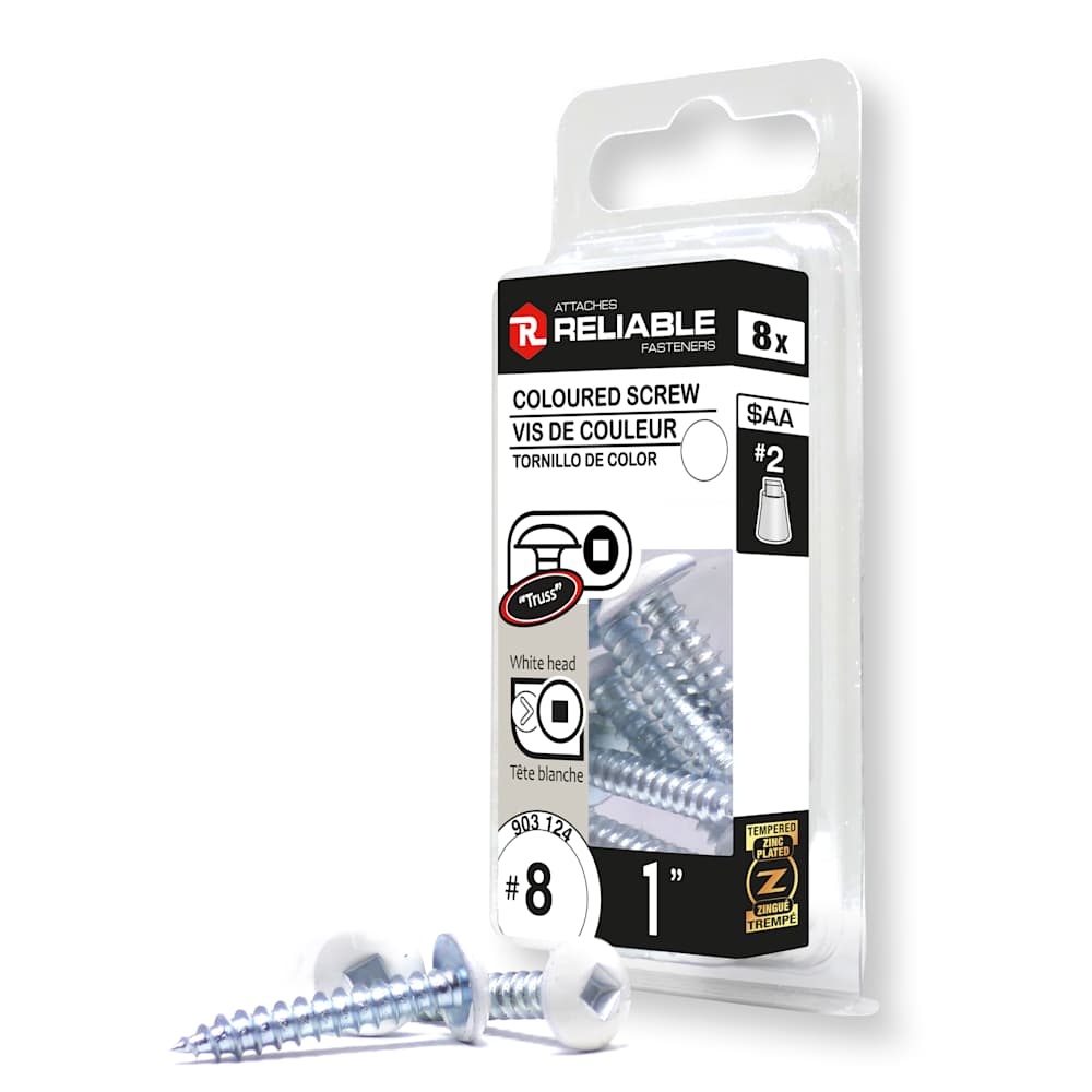 Vis à métal 1 po n° 8 T.R. blanche Pqt/8