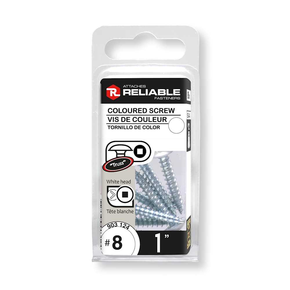 Vis à métal 1 po n° 8 T.R. blanche Pqt/8