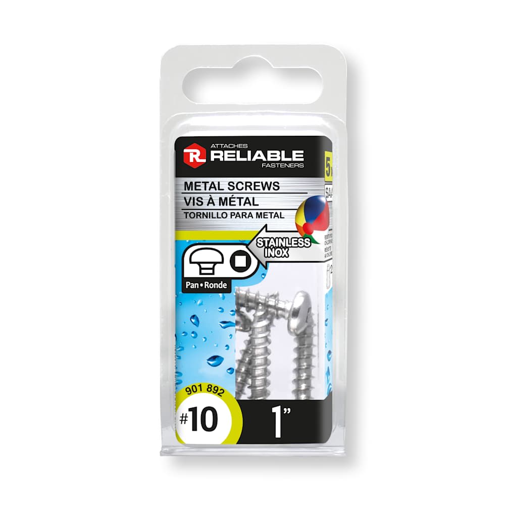 Vis à métal inox 1 po n° 10 T.R. Pqt/5