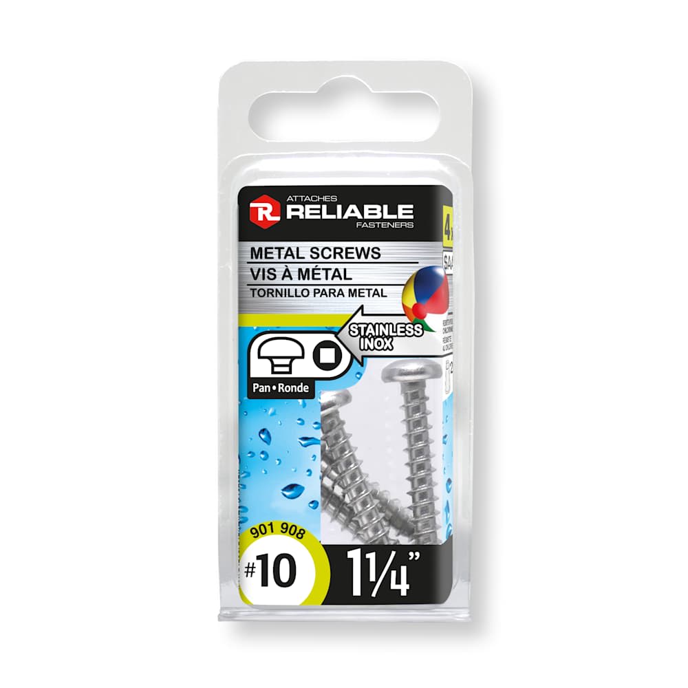 Vis à métal inox 1 1/4 po n° 10 T.R. Pqt/4