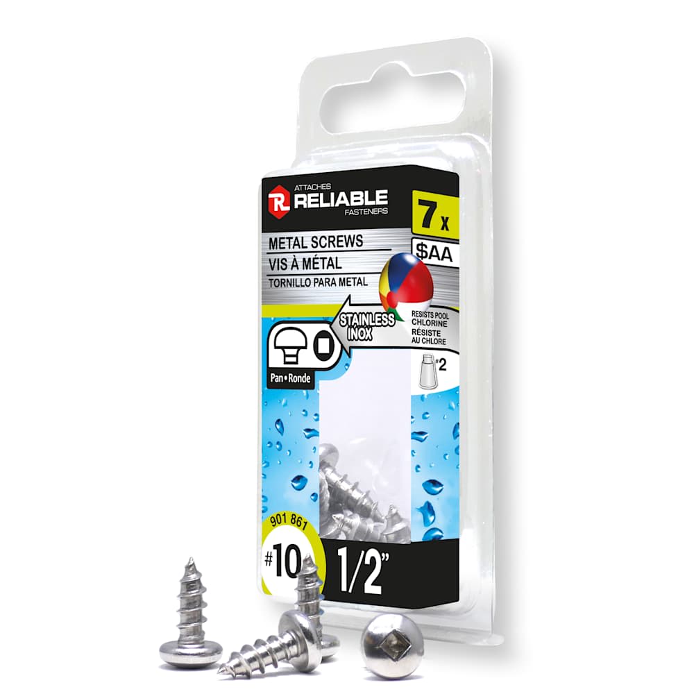 Vis à métal inox 1/2 po n° 10 T.R.Pqt/7