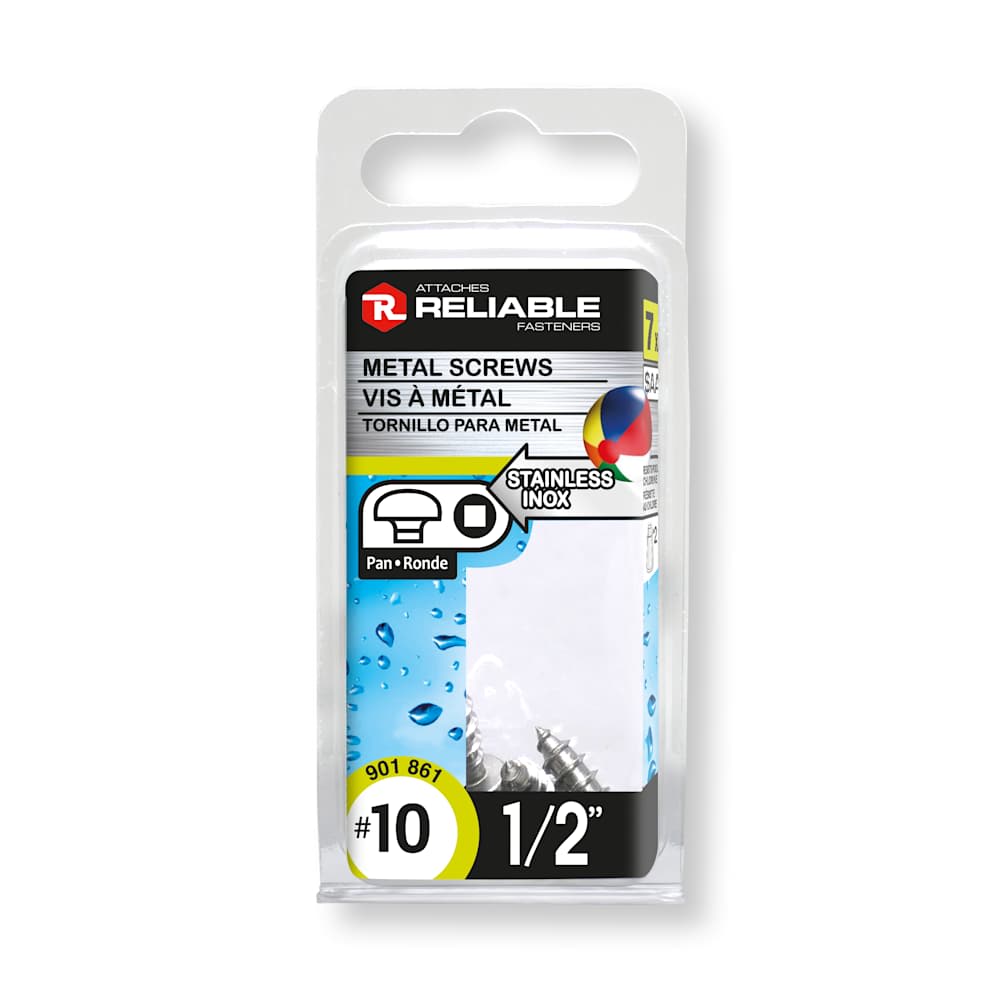 Vis à métal inox 1/2 po n° 10 T.R.Pqt/7