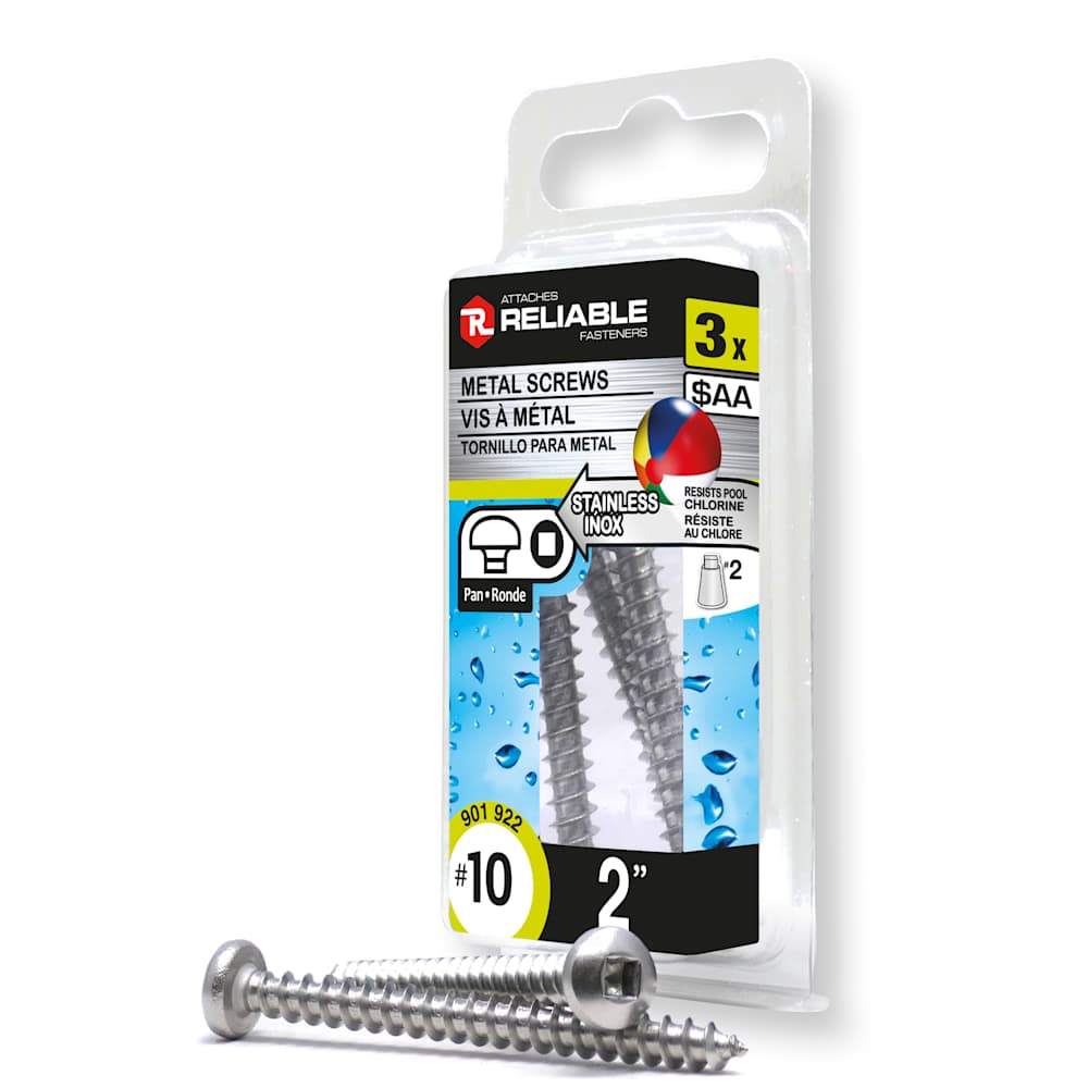 Vis à métal inox 2 po n° 10 T.R. Pqt/3