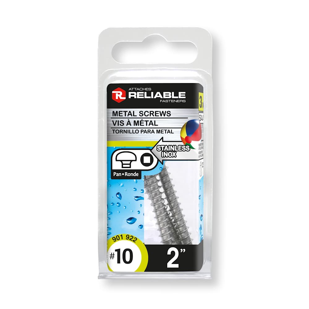 Vis à métal inox 2 po n° 10 T.R. Pqt/3