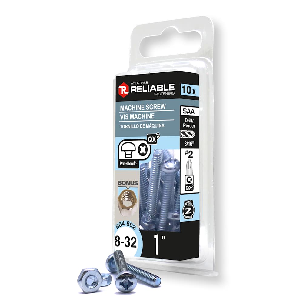 Boulons mécaniques T.R. 8-32 x 1 po Pqt/10