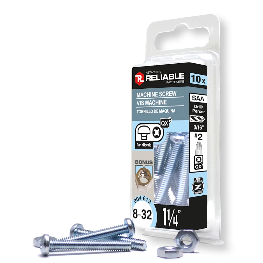 Boulons mécaniques T.R. 8-32 x 1&nbsp;1/4&nbsp;po Pqt/10