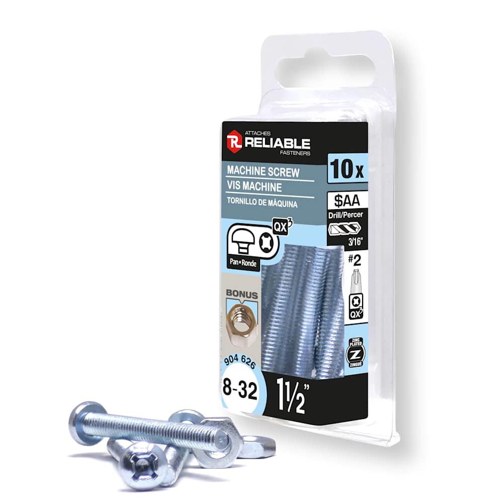 Boulons mécaniques T.R. 8-32 x 1&nbsp;1/2&nbsp;po Pqt/10