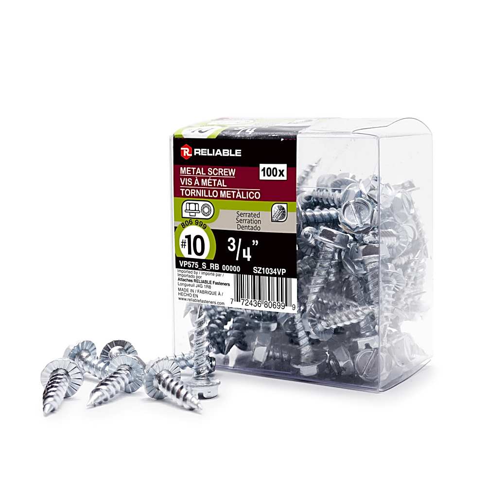 Sheet Metal Screws 3/4 in., n° 10 100/Box