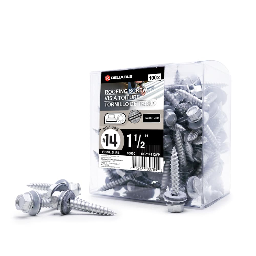 1 1/2 in., n° 14 Galvanized Sheet Metal Screws Box of 100