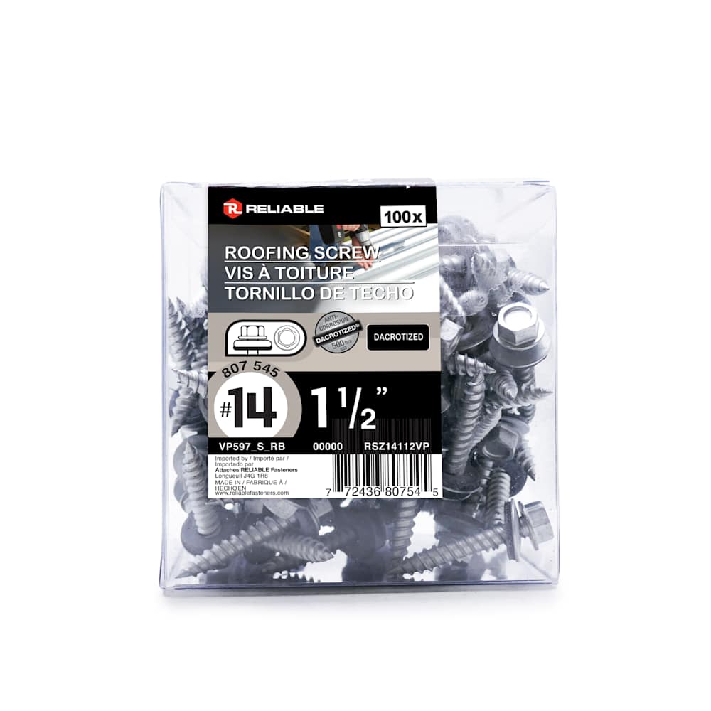 1 1/2 in., n° 14 Galvanized Sheet Metal Screws Box of 100