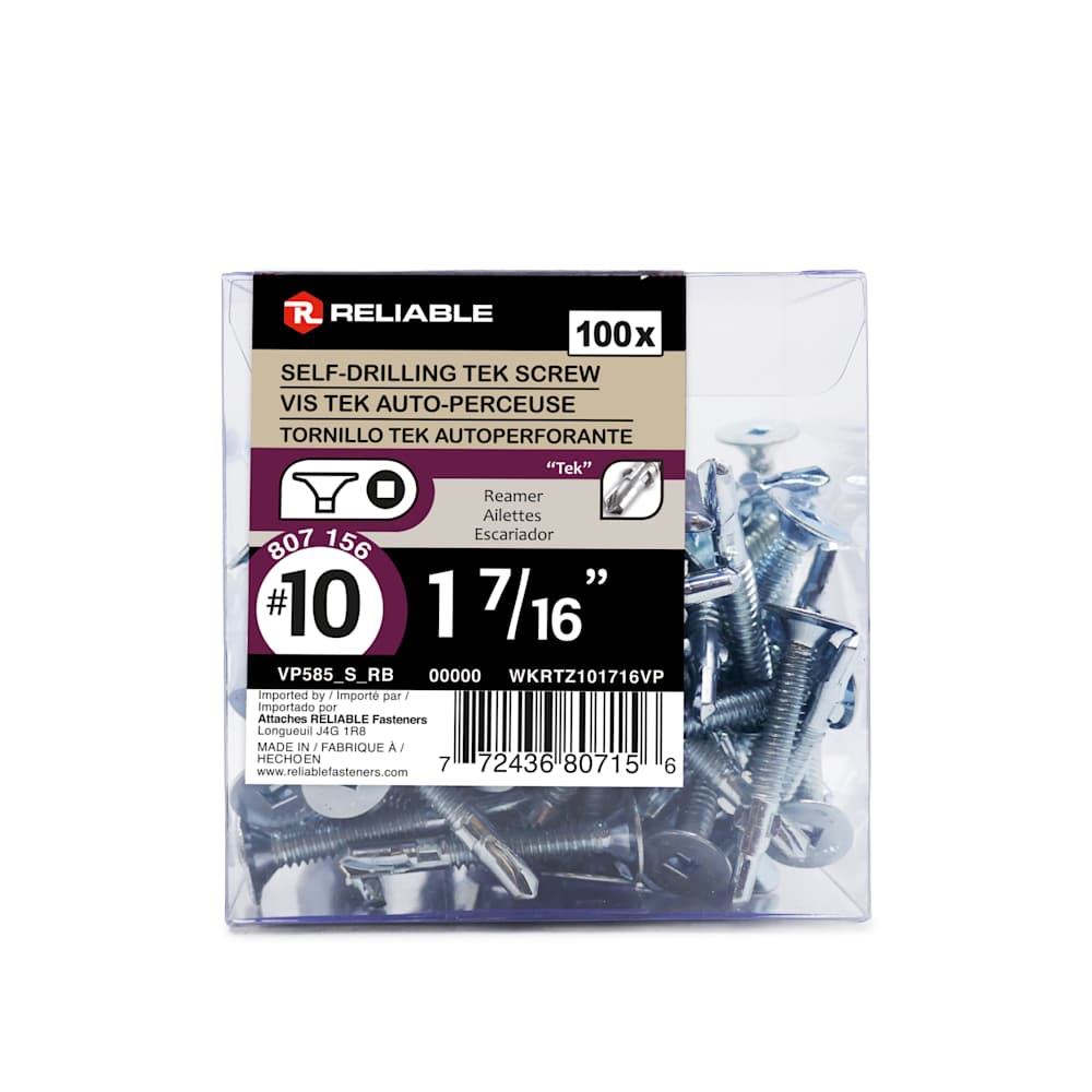 Self-Drilling Metal Screw, TEK 1 7/16 in. n° 10 Pkg/100