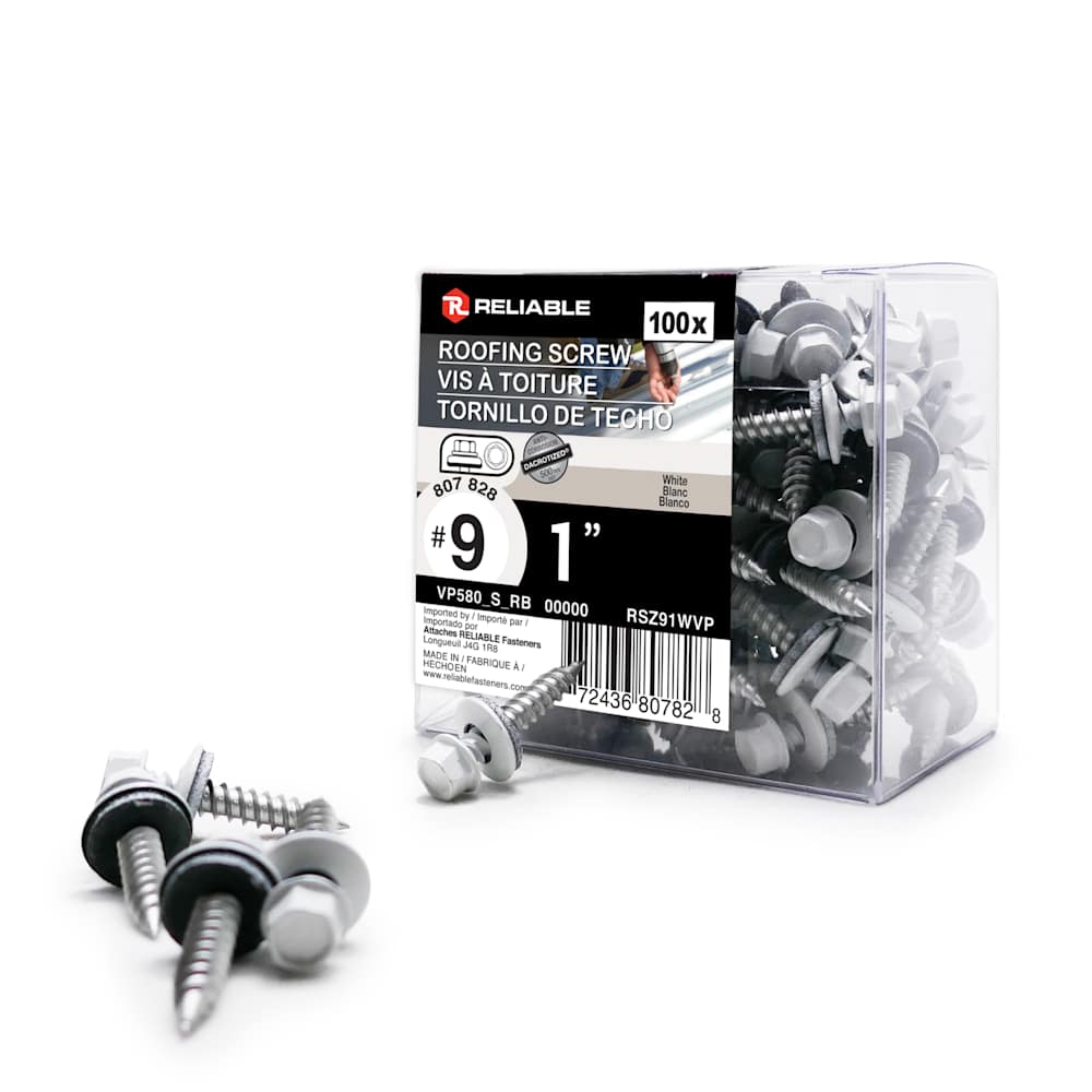 White Sheet Metal Screws 1 in. n° 9 Box of 100