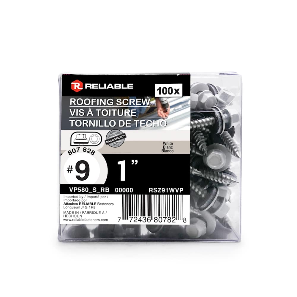 White Sheet Metal Screws 1 in. n° 9 Box of 100