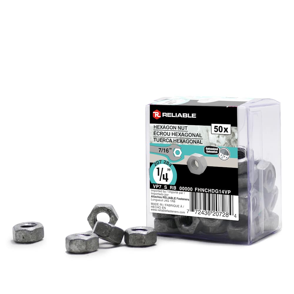 Galvanized Hex Nuts1/4 in. Pkg/50