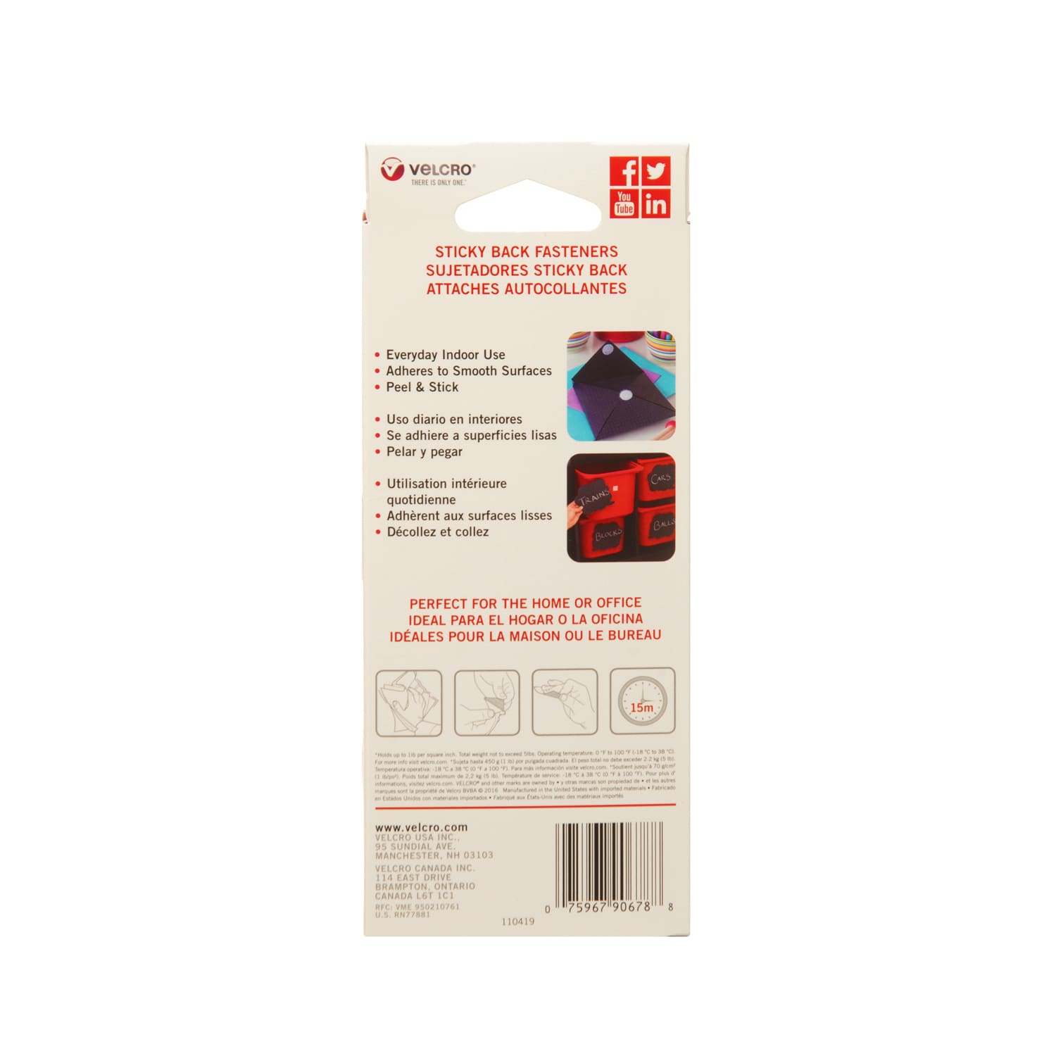 Bande adhésive Sticky Back VELCRO® 3/4 po x 5 pi