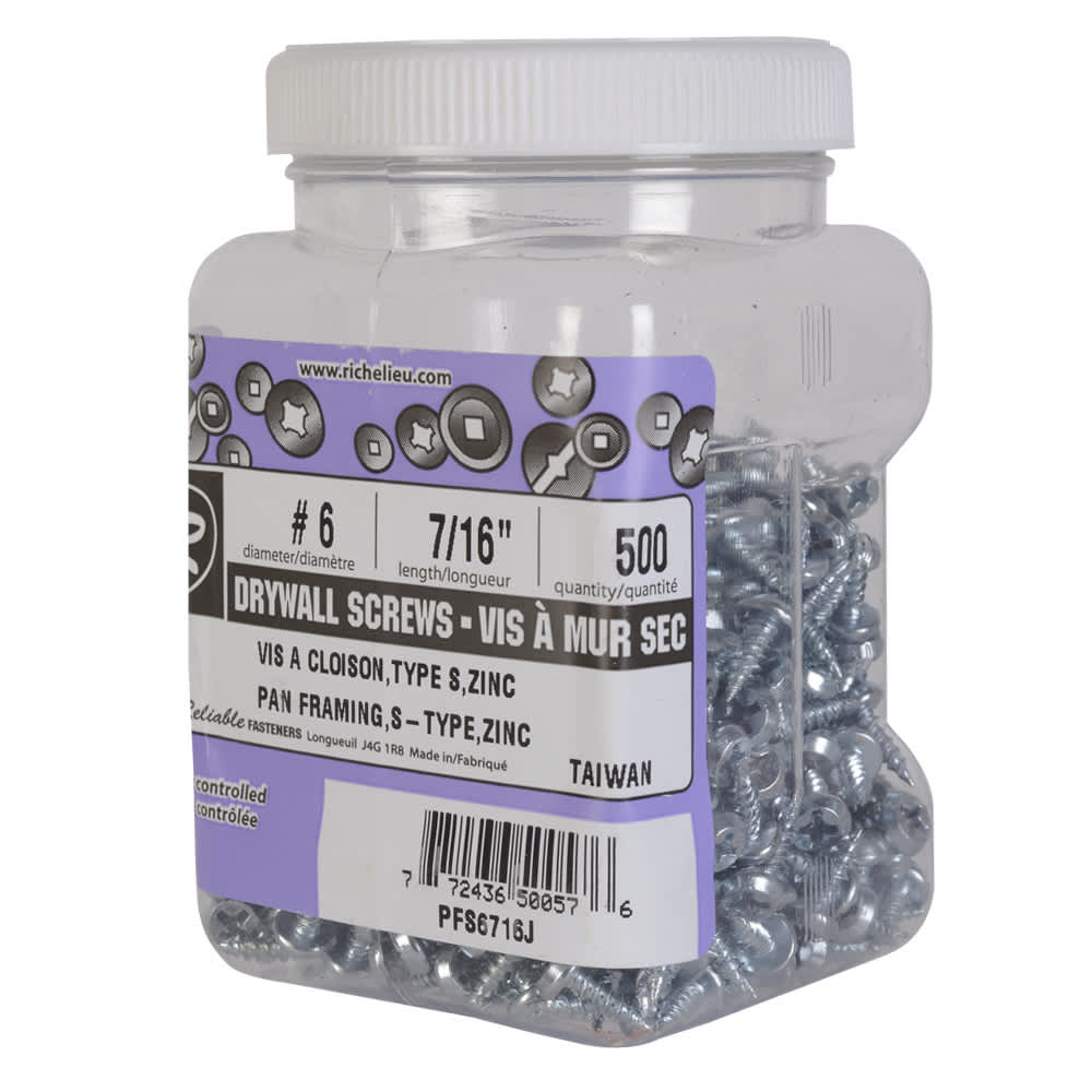 Vis à montants de métal type-S 7/16&nbsp;po&nbsp;n° 6 T.R. Pqt/500