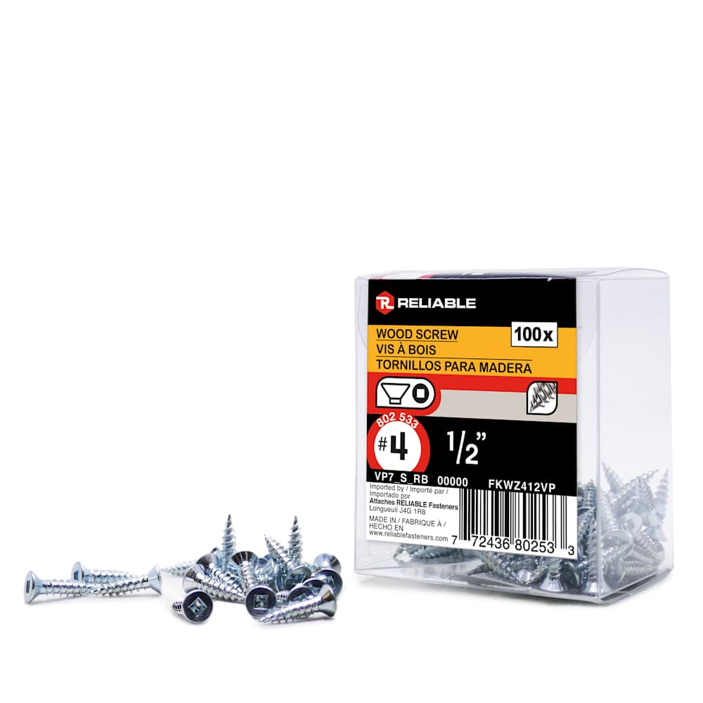 Vis à bois 1/2 po n° 4 T.P. Pqt/100