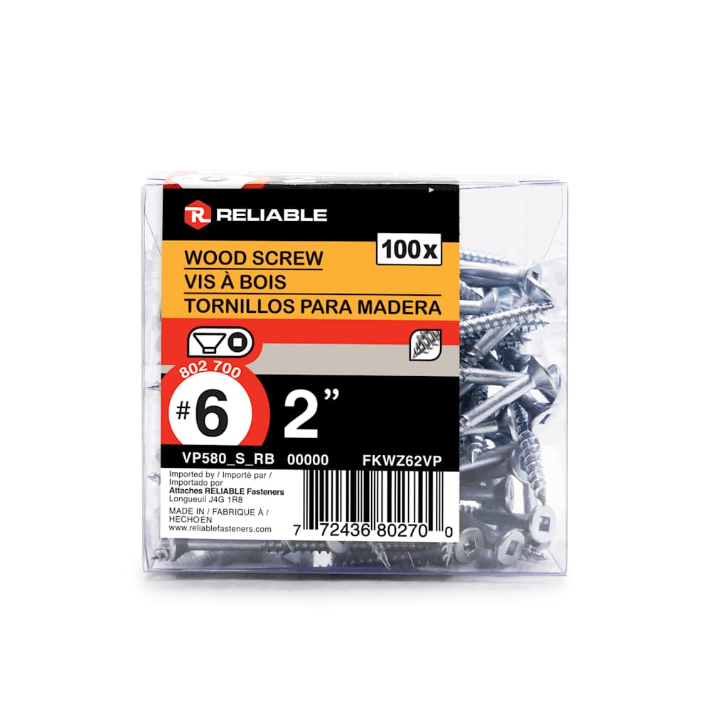 Vis à bois 2 po n° 6 T.P. Pqt/100