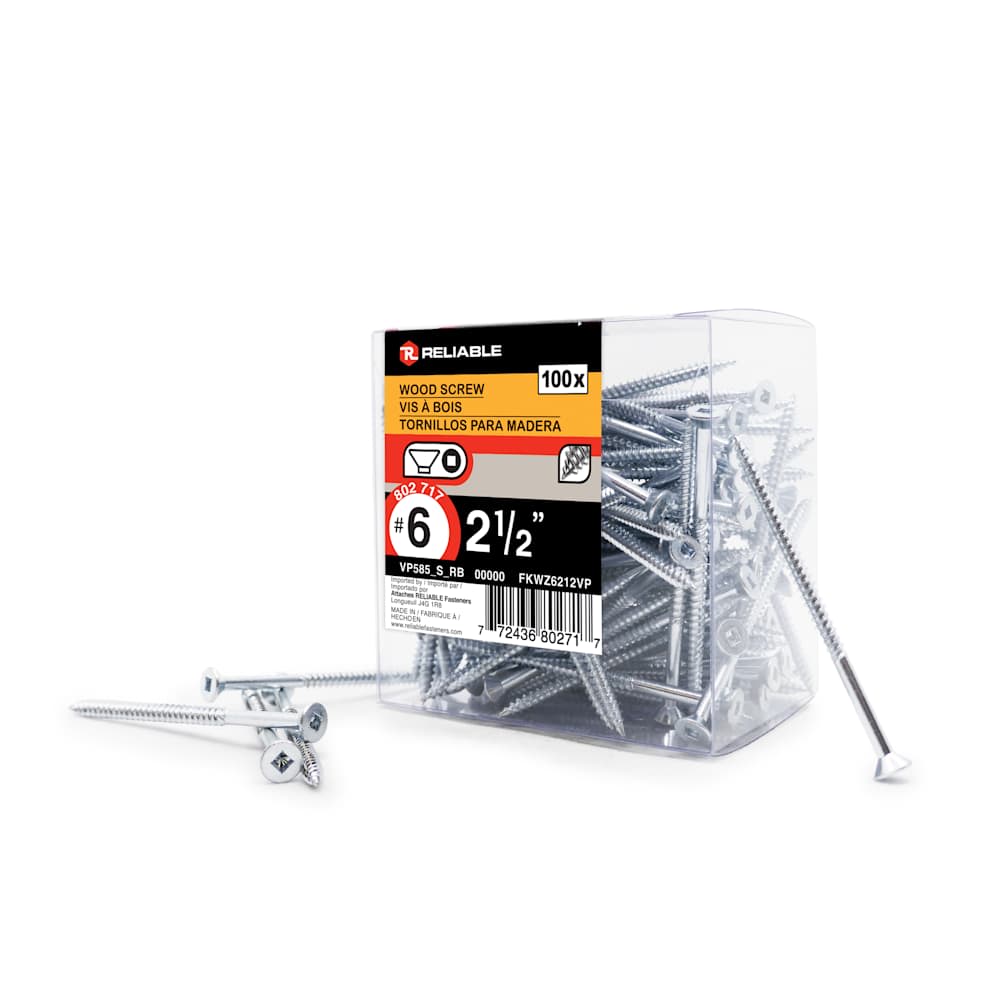 Flat Head Wood Screws 2 1/2 in. n° 6 (100-Pack)