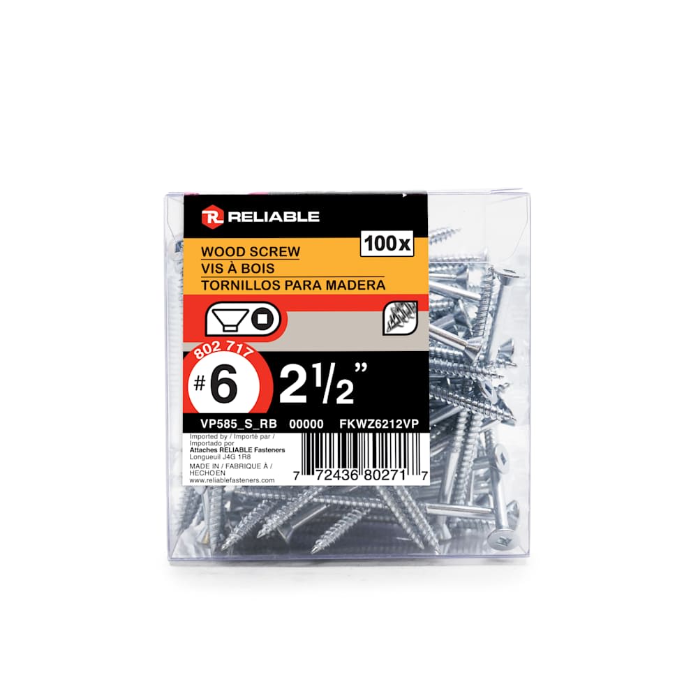 Flat Head Wood Screws 2 1/2 in. n° 6 (100-Pack)