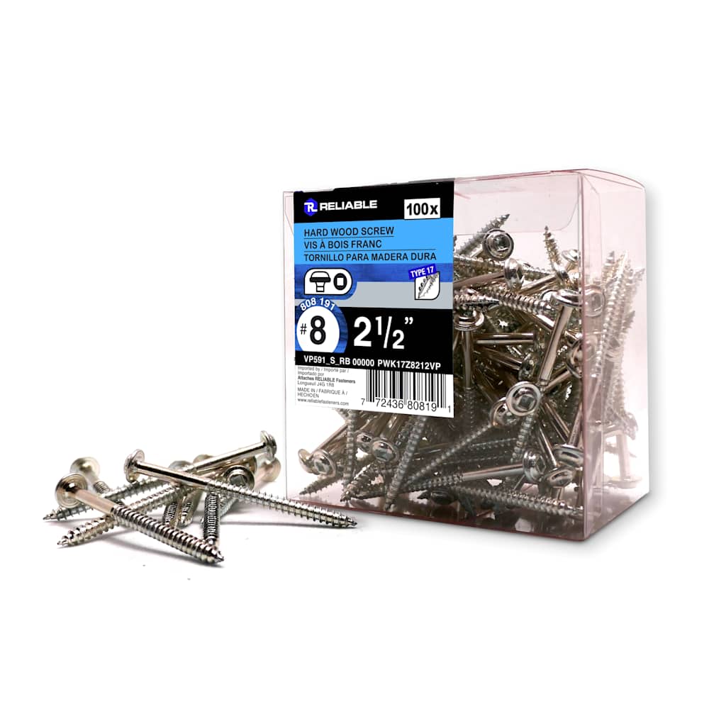 Wood Screws 2 1/2 in. n° 8, 100/Box