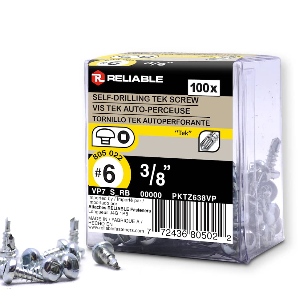 Self-Drilling Metal Screws 3/8 in. n° 6 Pkg/100