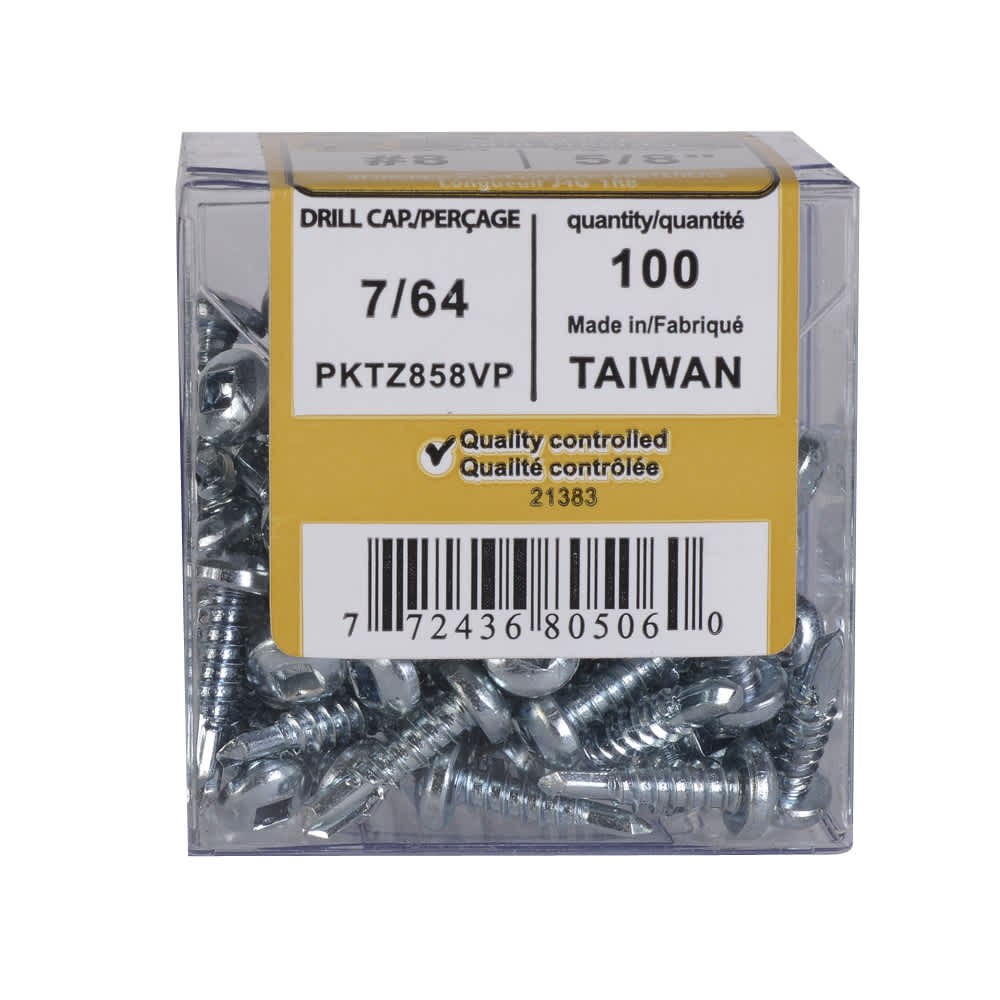 Vis à métal autoperceuse 5/8 po n° 8 T.R. Pqt/100