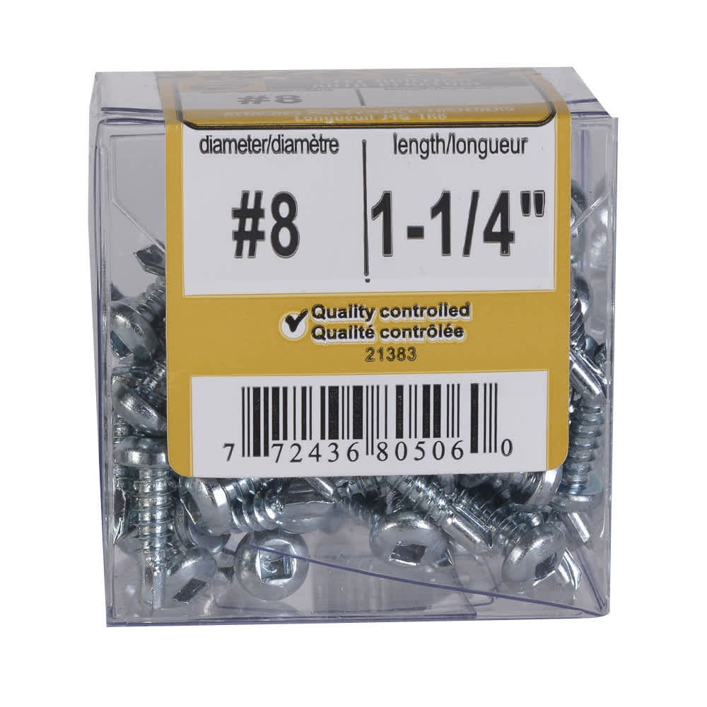 Self-Drilling Metal Screws 1 1/4 in. n° 8 Pkg/100