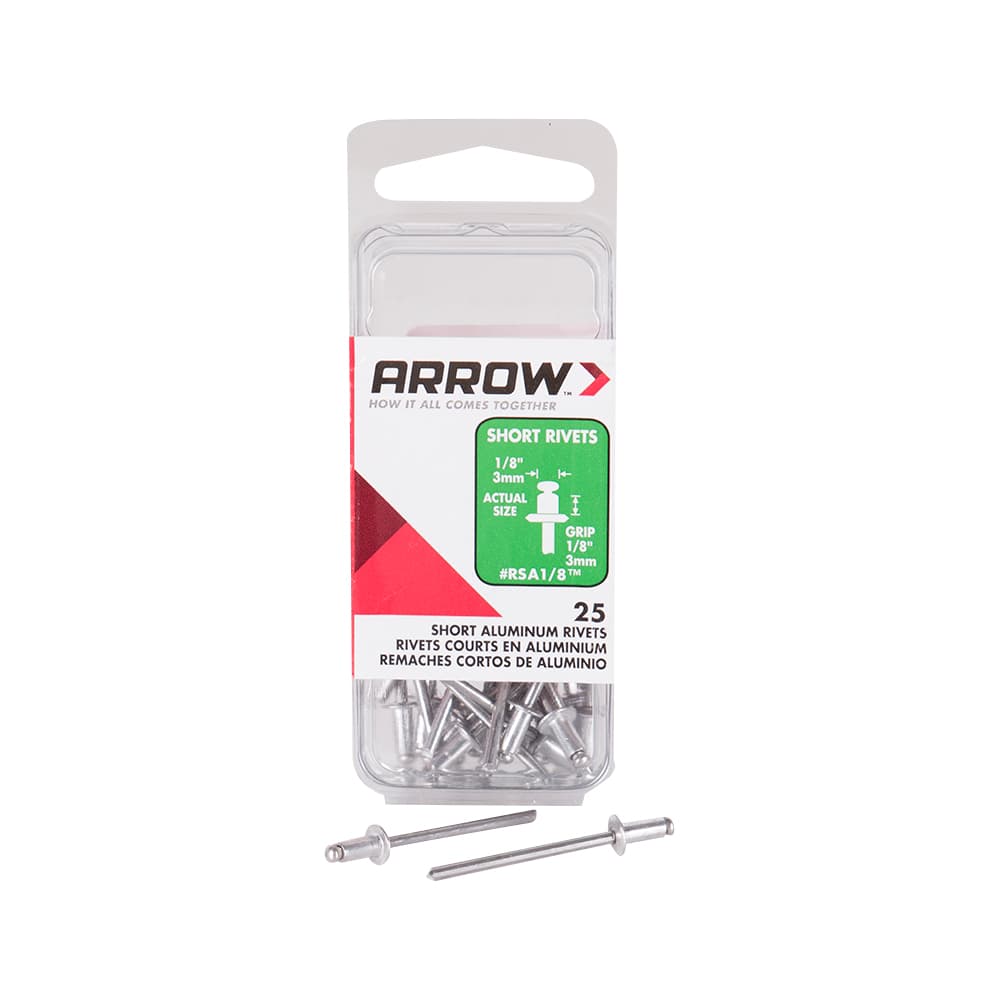 Rivets d'aluminium courts 1/8 po Pqt/25