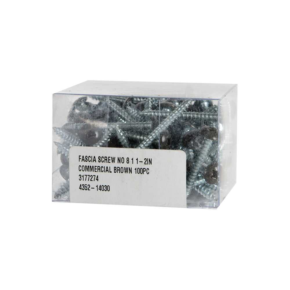 Vis à fascia 1&nbsp;1/2&nbsp;po n° 8 T.R. brun commercial Pqt/100