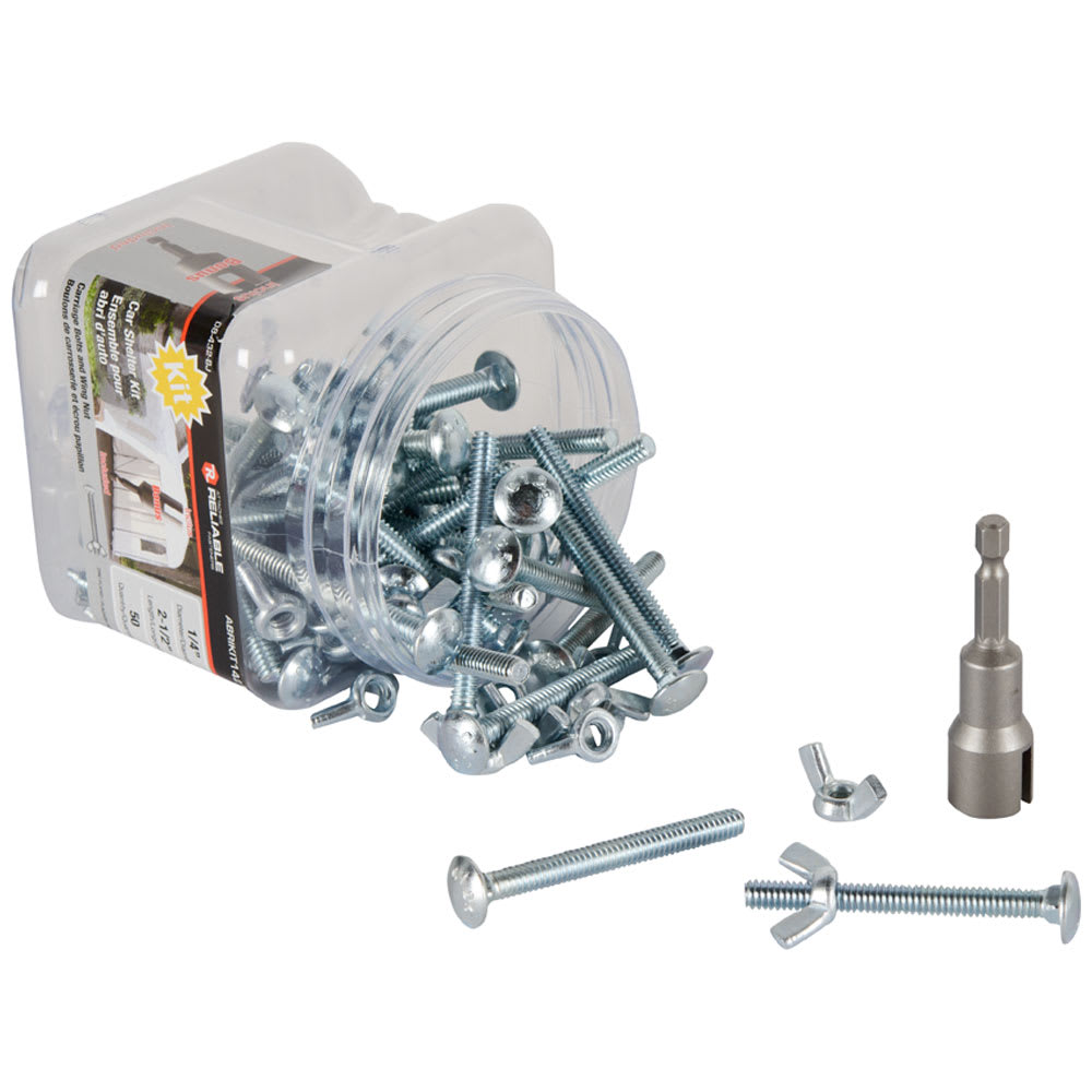 Carriage Bolts & Nuts for Car Shelter 1/4 in. x 2 1/2 in. Pkg/50