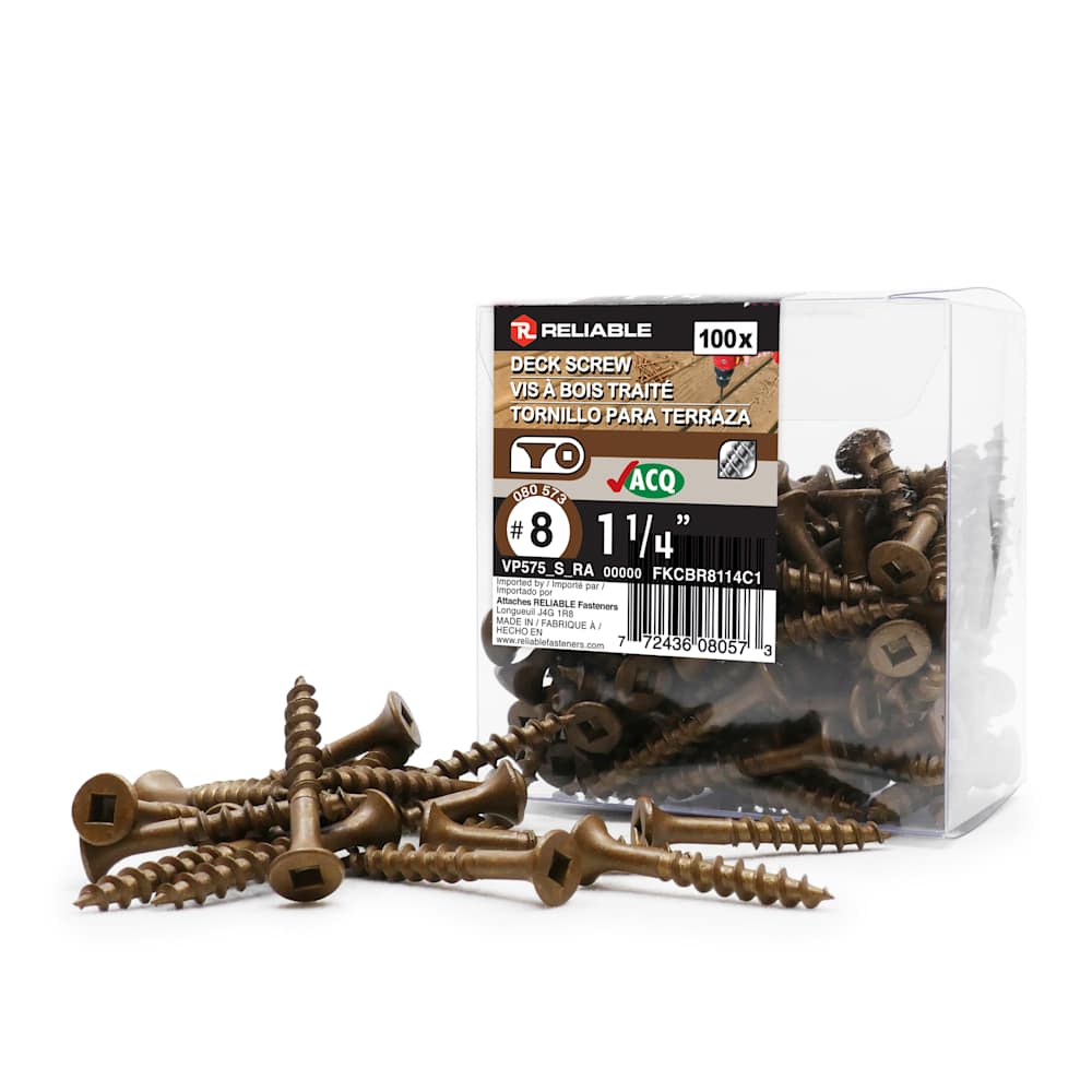 Brown Treated Wood Screws 1&nbsp;1/4&nbsp;in. n° 8 F.H. Pkg/100