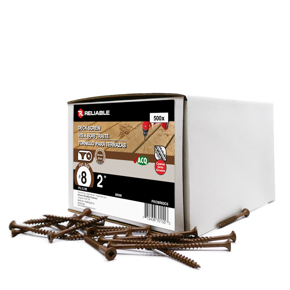 Brown Treated Wood Screws 2&nbsp;in. n° 8 F.H. Pkg/500