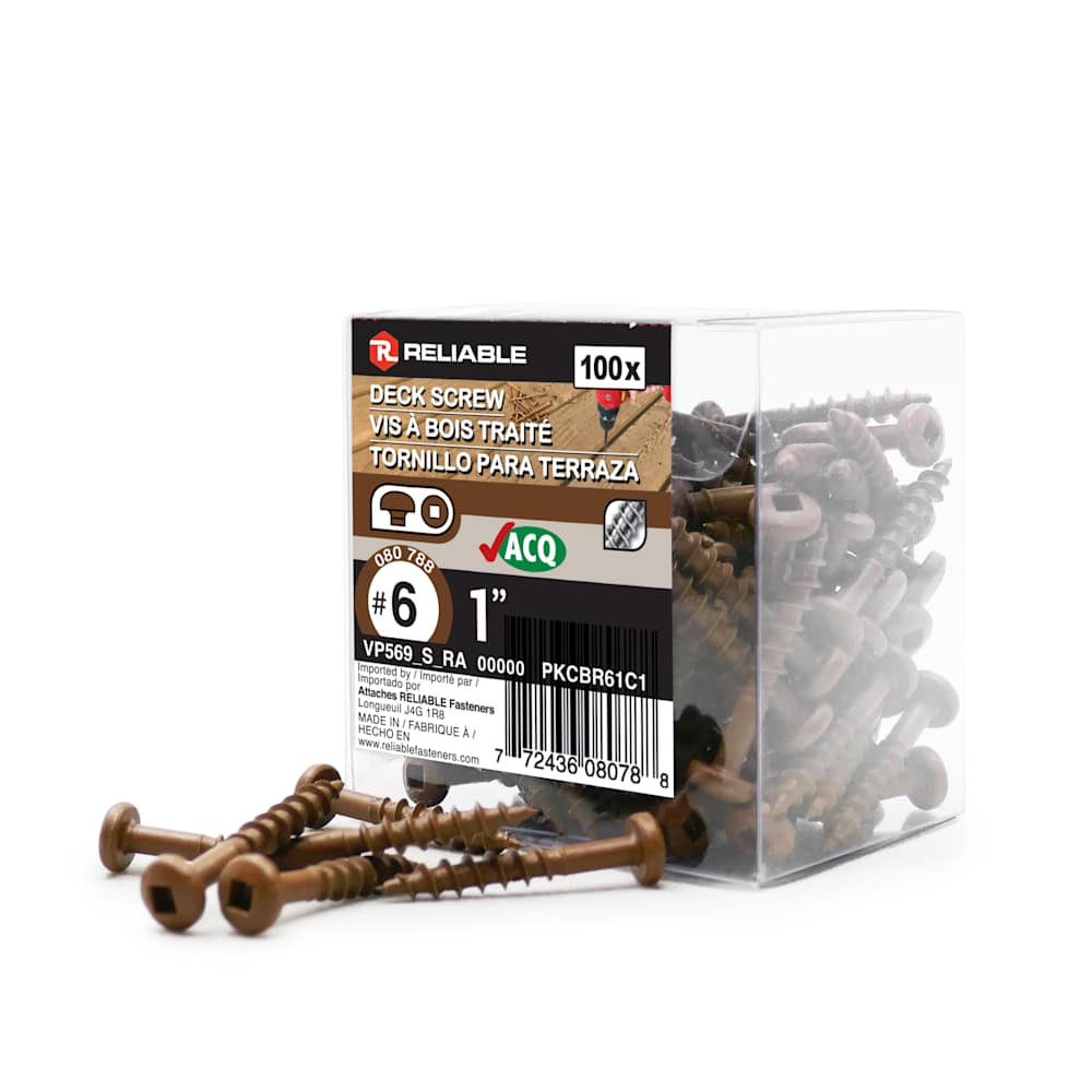 Brown Treated Wood Screws 1&nbsp;in. n° 6 R.H. Pkg/100