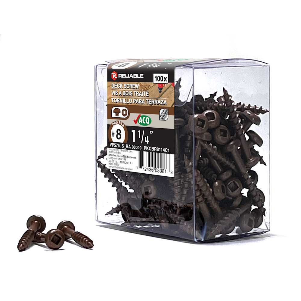 Brown Treated Wood Screws 1&nbsp;1/4&nbsp;in. n° 8 R.H. Pkg/100